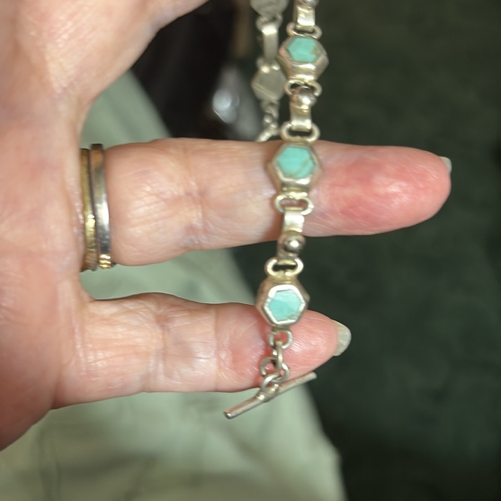 Silver and Blue Turquoise Stone Bracelet